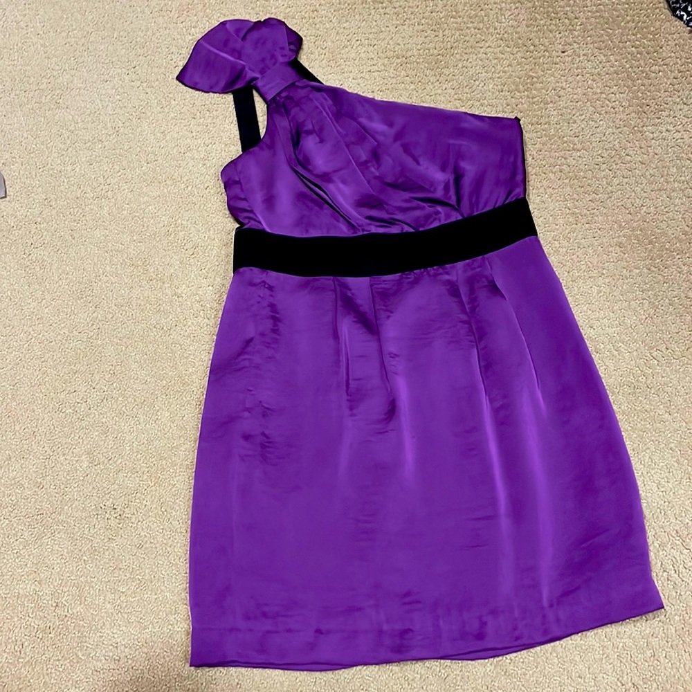 Royal purple BCBG one shouldered dress